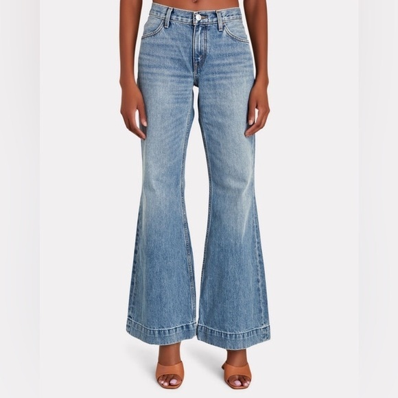RE/DONE 70s Low-Rise Bell Bottom Jeans In Lake Blue New With Tags Size 25 - Picture 14 of 16
